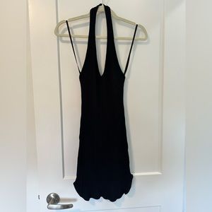 Urban outfitters black halter ribbed knit mini dress small
